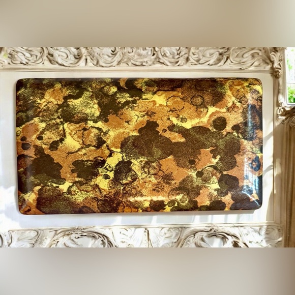 Vintage Mele Earring Hard Clam Shell Box, Brown & Gold Tortoise Shell - Picture 2 of 7